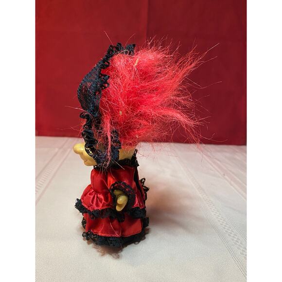 Vintage RUSS Around the World Troll Doll Girl 5" Red Black Lace Dress Veil SPAIN - Picture 9 of 16
